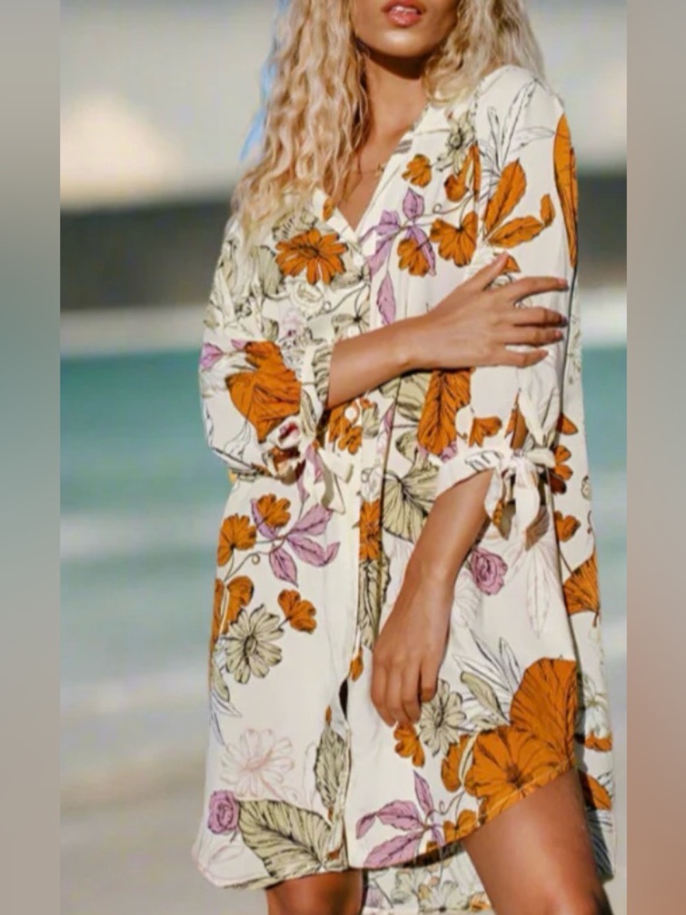 Cupshe Bohemian Floral Beach Coverup Size Medium